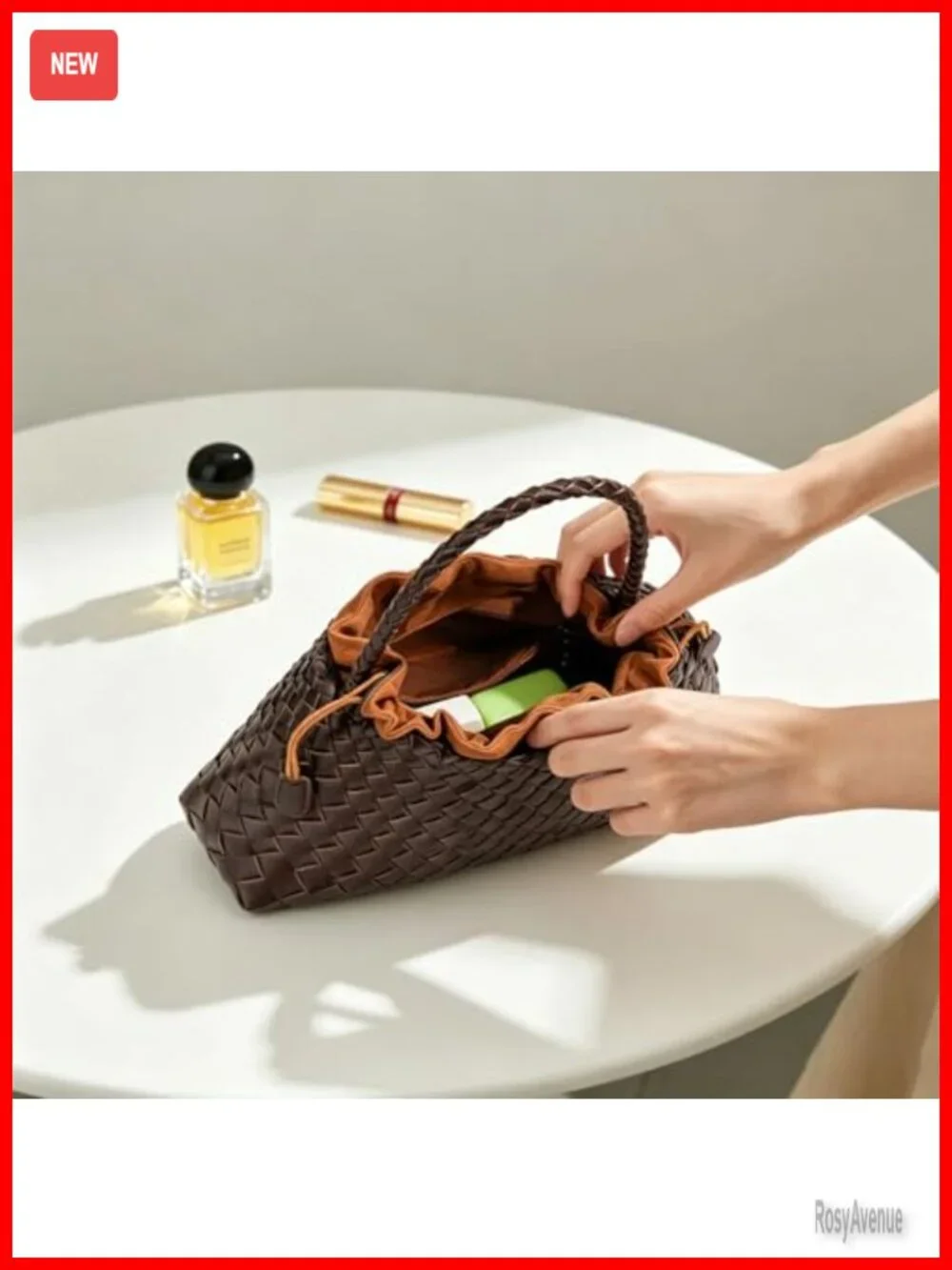Women's Vegan Leather Woven Hobo Shoulder Tote Bag Handwoven Slouchy Purse